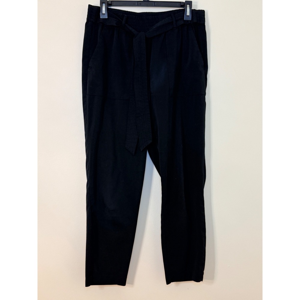 Dynamite Women Black High Waisted Tie Waist Tapered Leg Dress Pants Size M